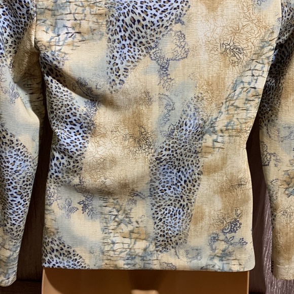 Spread Your Wings Blazer Jacket Animal Print Tan Brown Blue XS - Picture 12 of 16